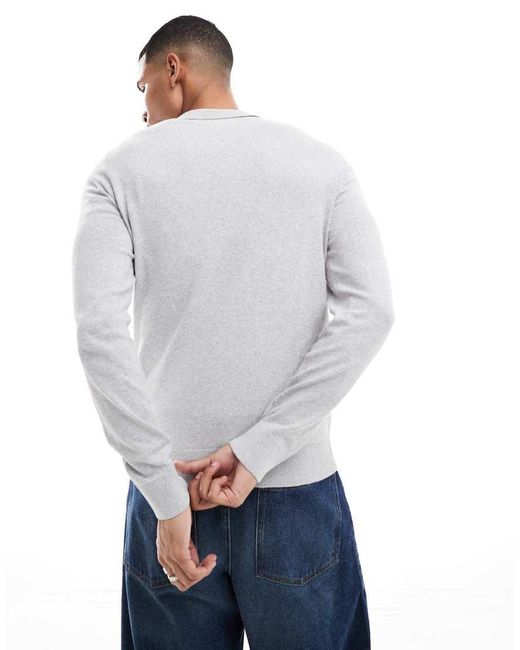 Threadbare Blue Textured 1/4 Zip Knitted Polo for men