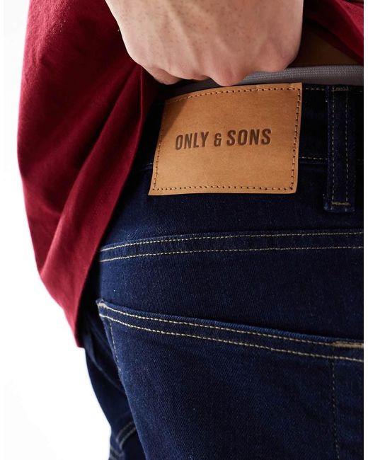 Vaqueros Azul Añil De Corte Estándar De Only & Sons de hombre de color Blue