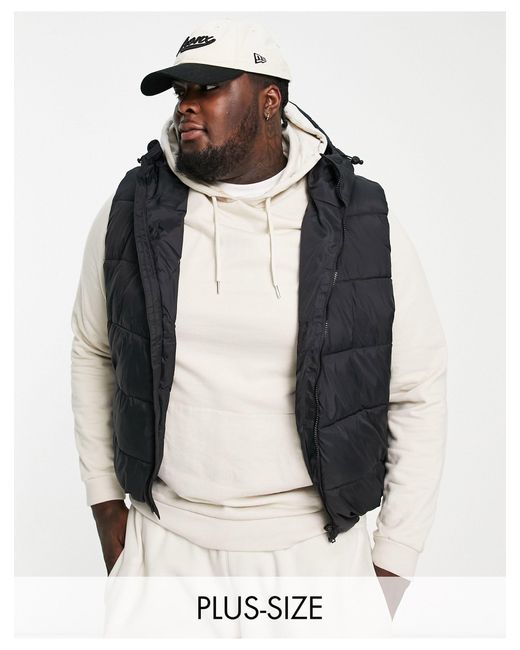 French Connection Plus Puffer Gilet With Hood in Black for Men | Lyst