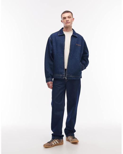 No Problemo Blue Heavyweight Denim Zip Up Jacket for men