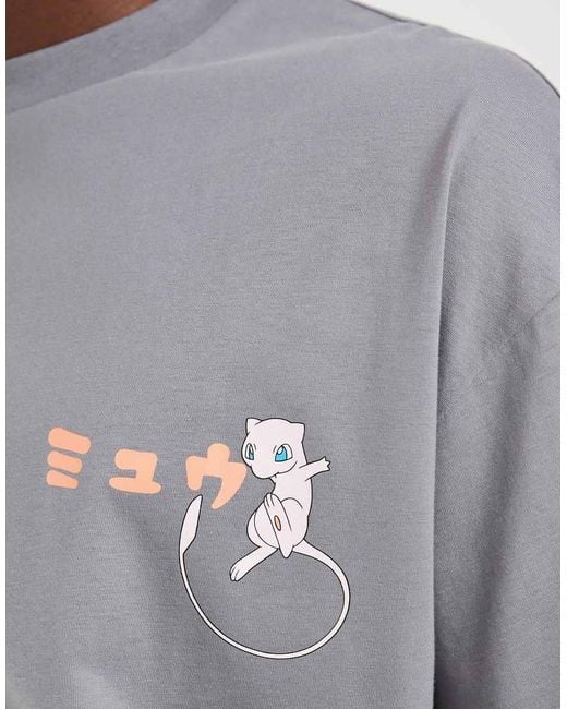 ASOS Gray Oversized T-shirt With Pokemon Mew Poke Print for men