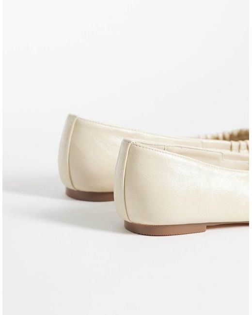 Glamorous Natural Pointed Toe Ruched Ballet Flats