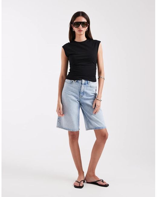 ONLY Blue Ruched Sleeveless Top