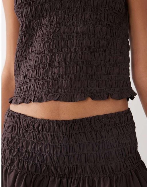 Mango Brown Siros Crinkle Sleevess Top Co-Ord