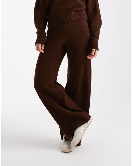 ASOS Brown Co-ord Knitted Wide Leg Trousers