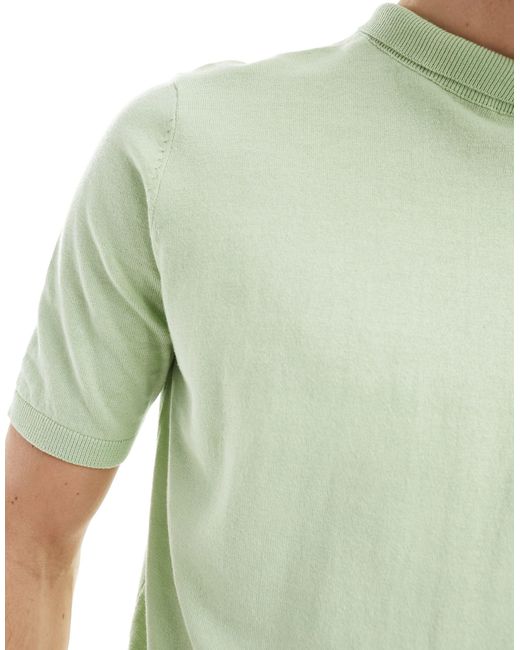 ASOS Green Lightweight Knitted Cotton Turtle Neck T-shirt for men