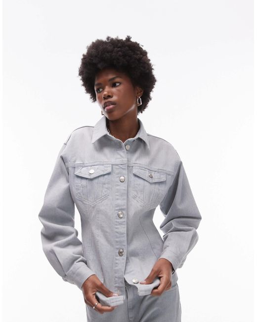 TOPSHOP Gray – tailliertes jeanshemd