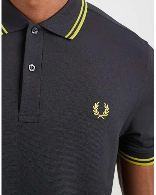 Fred Perry Gray Tennis Performance Twin Tipped Logo Polo Shirt for men