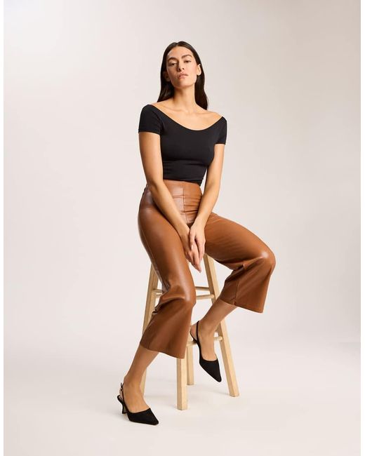 Commando Natural Faux Leather Cropped Wide Leg Pant