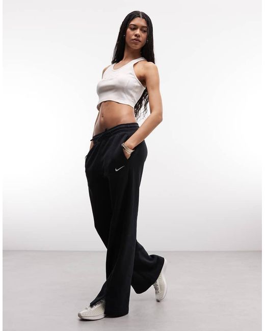 Nike Black Phoenix Fleece High Waisted Wide Leg joggers