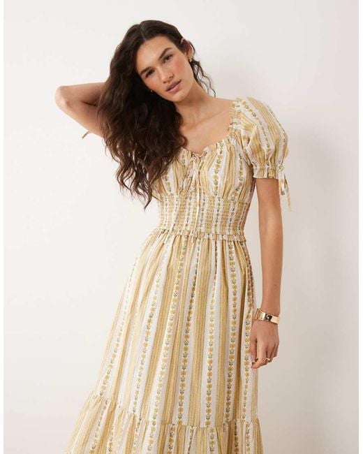 Miss Selfridge Natural Milkmaid Corset Detail Maxi Dress