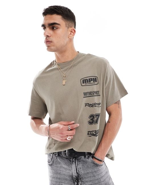 T-shirt à imprimé motocross - anthracite Bershka pour homme en coloris Gray