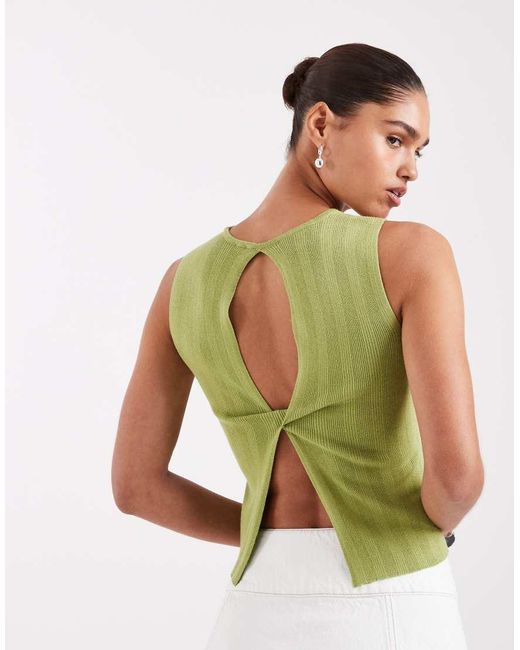 JJXX Green Twist Back Knit Top