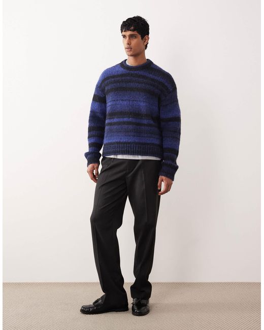 Pull en maille rayée teinte par section Weekday pour homme en coloris Blue