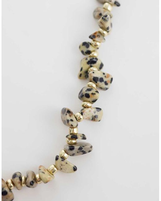 ASOS Metallic Necklace With Semi-precious Dalmatian Stones