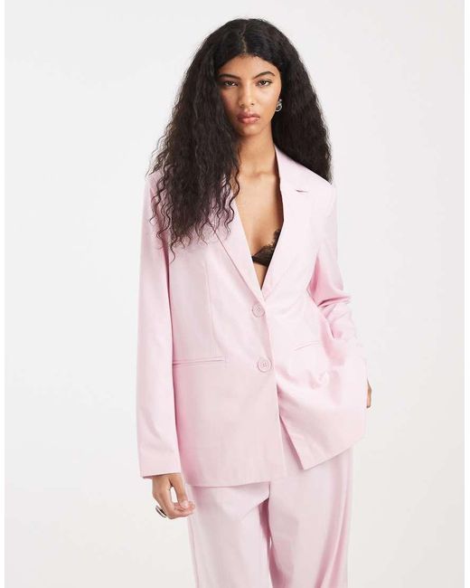Pieces Pink Tailored Oversized Blazer Co-ord