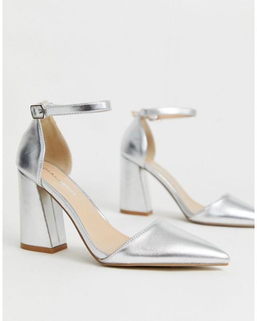 Glamorous Silver Metallic Pointed Heeled Shoes | Lyst Canada