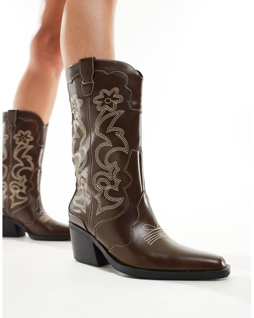 Pull&Bear Brown – western-cowboystiefel