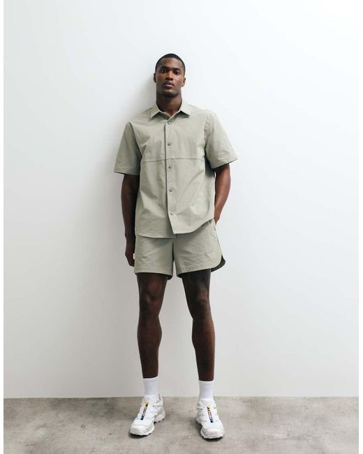 ASOS Natural Motionmaxtm Relaxed Shirt With Side Pockets for men