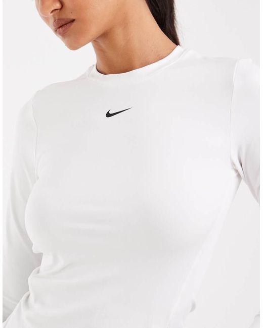 Nike White One Dri-Fit Fitted Long Sleeve Top