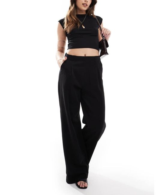 Stradivarius Broek Met Wijde Pijpen in het Black