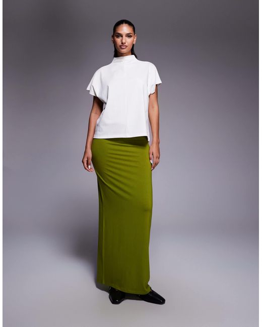 ASOS Green Jersey Column Maxi Skirt