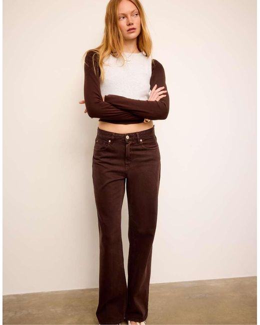 Stradivarius Natural D92 Straight Wide Jeans