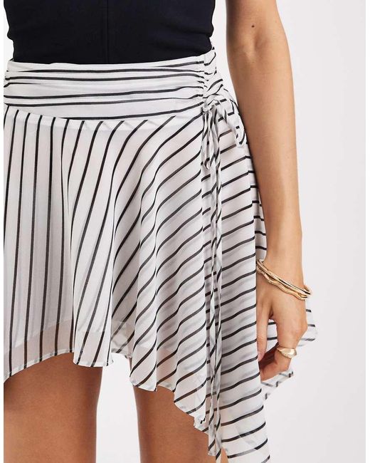 ASOS White Ruched Waistband Layered Chiffon Mini Skirt