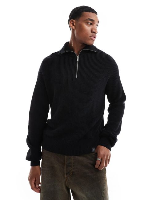 Pull en maille à col zippé Pull&Bear pour homme en coloris Black