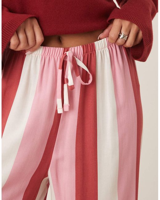 ASOS Pink Linen Blend Pull On Trouser