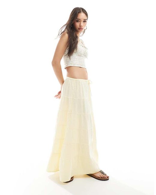 Cotton On Natural Tiered Maxi Skirt