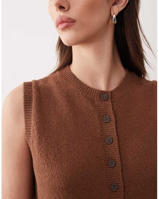 ASOS Brown Slub Henley Longline Top
