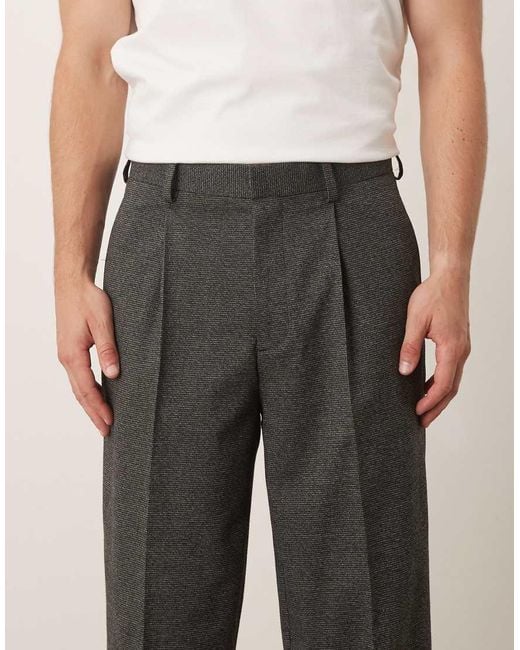 Pantalones De Vestir Negros De Corte Tapered Extragrande Con Pinzas De Tejido Texturizado De ASOS de hombre de color Natural