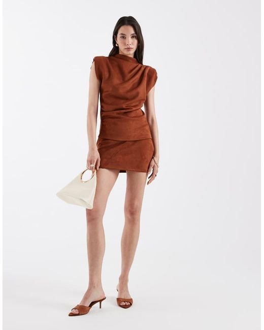 ASOS Brown Faux Suede Mini Skirt