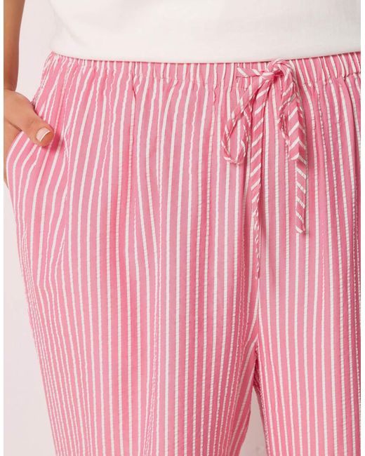 Yours Clothing Pink Stripe Wide Leg Trousers
