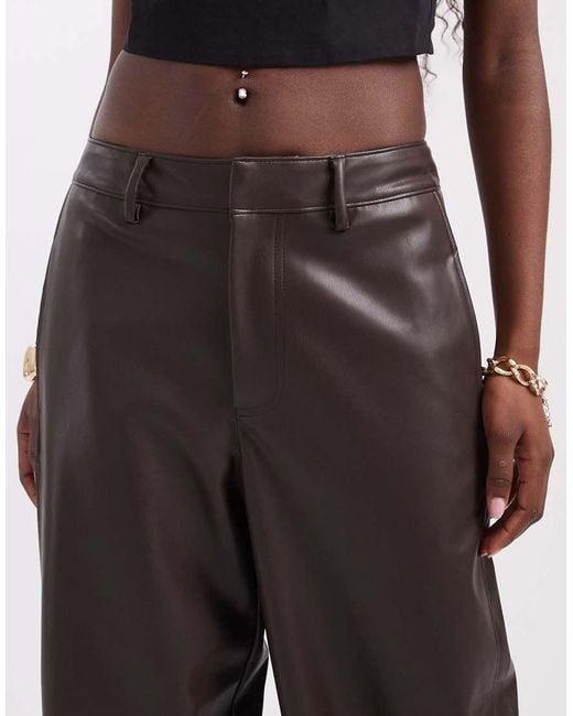 ONLY Black Faux Leather Barrel Trousers