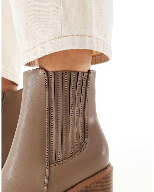 New Look Natural Stack Heeled Chelsea Boots