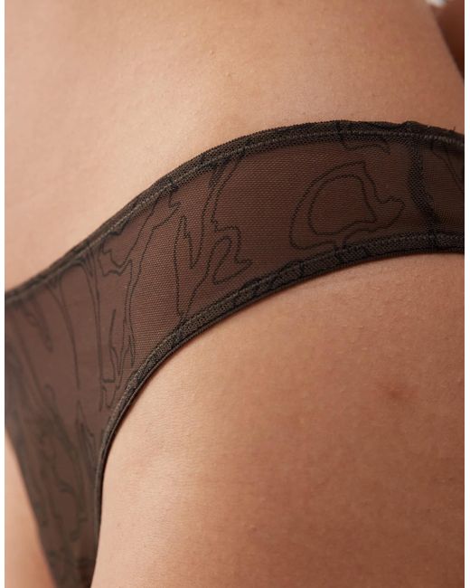 Weekday Natural Mesh Lace Thong 2-pack