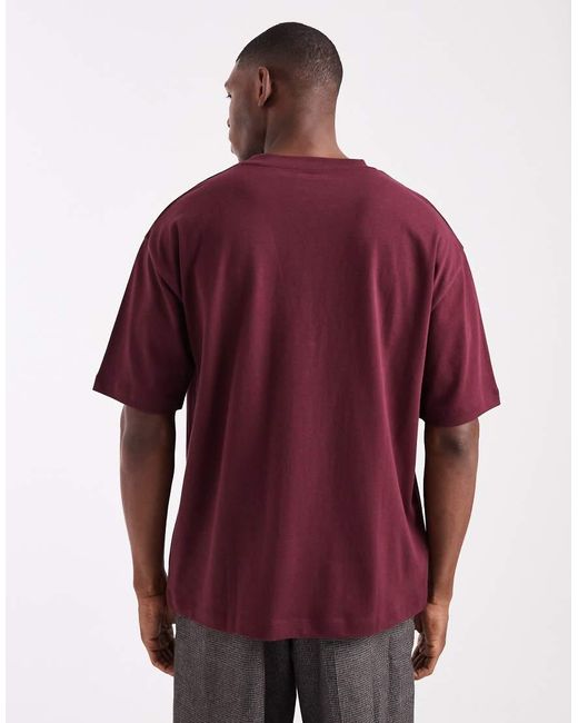 Camiseta Burdeos Extragrande De Tejido Grueso De -Rojo ASOS de hombre de color Red