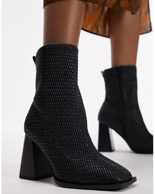 Botas negras estilo calcetín con tacón de TOPSHOP de color Negro | Lyst