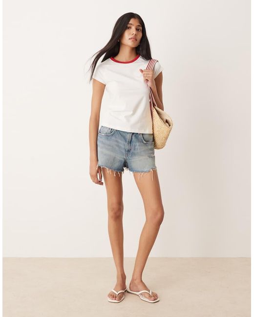 T-Shirt Color Panna Con Profili A Contrasto di JJXX in Gray
