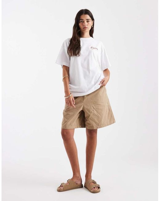 New Look White Pizzeria Printed Oversized Tee