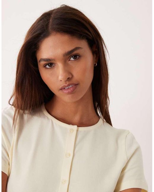 ASOS Natural Mix & Match Short Sleeve Button Through Cardigan Pyjama Top