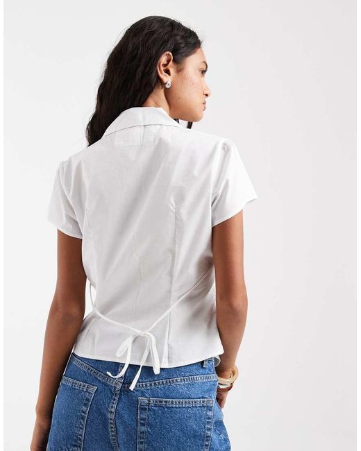 Hollister Blue Embroidered Short Sleeve Shirt