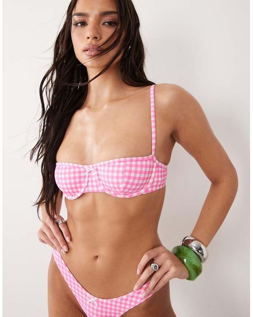 Free Society Red Gingham Underwire Bikini Top