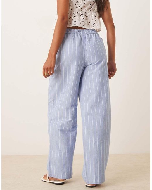 JDY Petite Blue Wide Leg Pull On Trousers