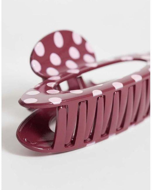 ASOS Red Large Oval Polka Dott Hair Claw