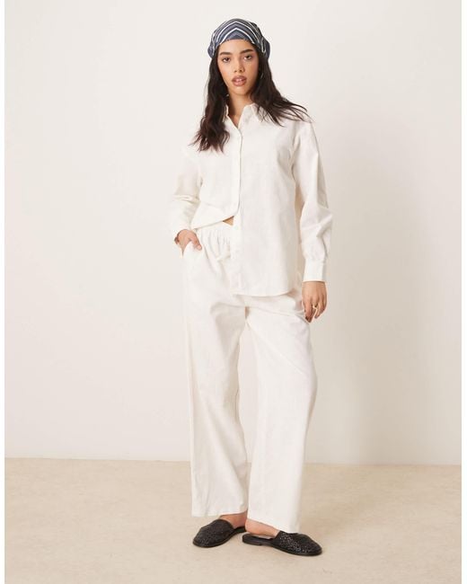 ASOS Natural Linen Look Pull On Trousers Co-ord
