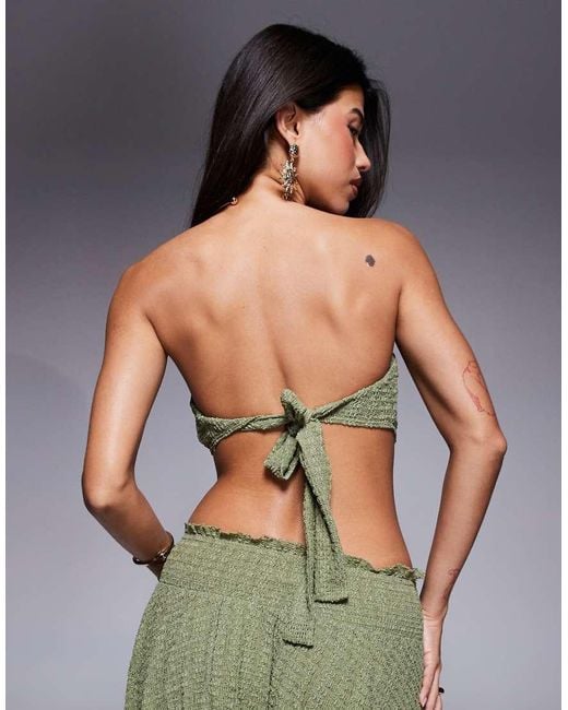 ASOS Green Abigail Crochet Halter Beach Top Co-Ord With Hardware Detail