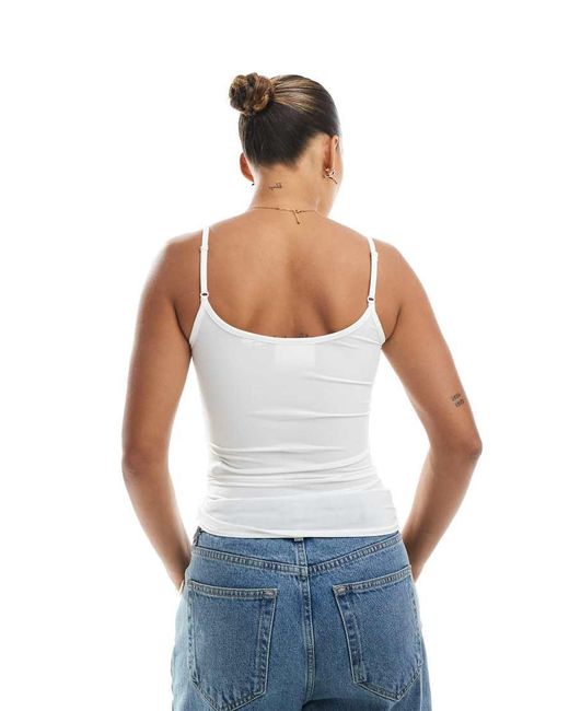 Canotta Bianca Con Spalline Sottili di JJXX in Blue